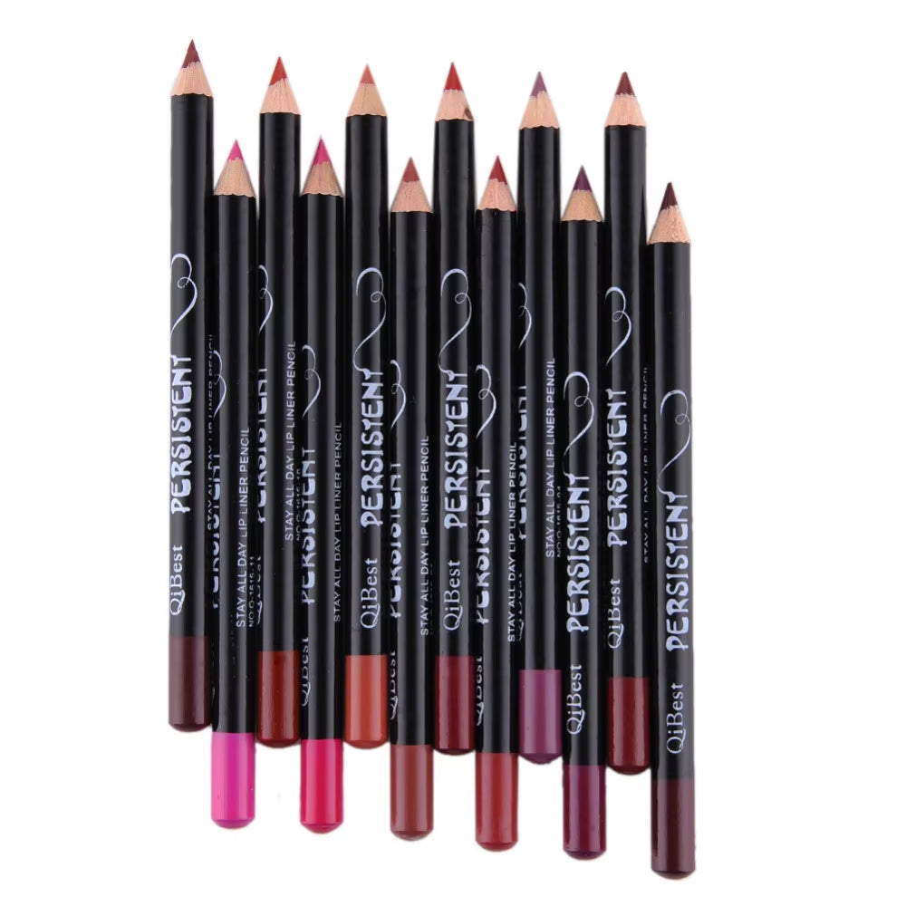 12Pcs/Set Professional Matte Lip Liner Pencil Set Waterproof Long Lasting Smooth Natural Lipliner Pen Makeup Cosmetic Tools Kit