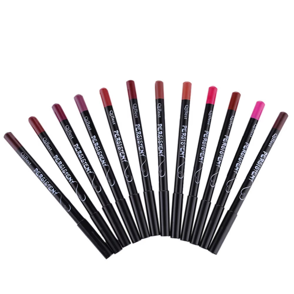 12Pcs/Set Professional Matte Lip Liner Pencil Set Waterproof Long Lasting Smooth Natural Lipliner Pen Makeup Cosmetic Tools Kit
