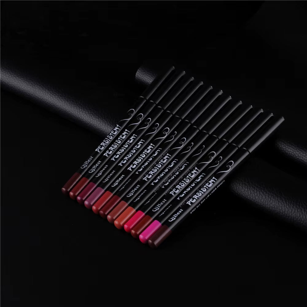 12Pcs/Set Professional Matte Lip Liner Pencil Set Waterproof Long Lasting Smooth Natural Lipliner Pen Makeup Cosmetic Tools Kit